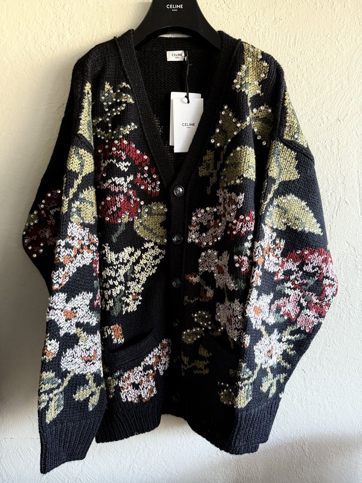 Celine × Hedi Slimane $4500 Celine studded heavy knit cardigan Hedi Slimane Size US L / EU 52-54 / 3 - 2 Thumbnail