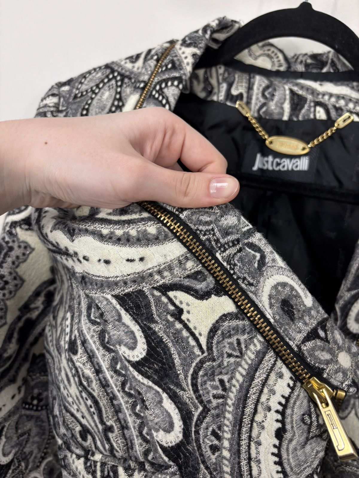 Just Cavalli Just Cavalli Women’s Baroque Print Wool Blend Jacket Size L / US 10 / IT 46 - 12 Thumbnail