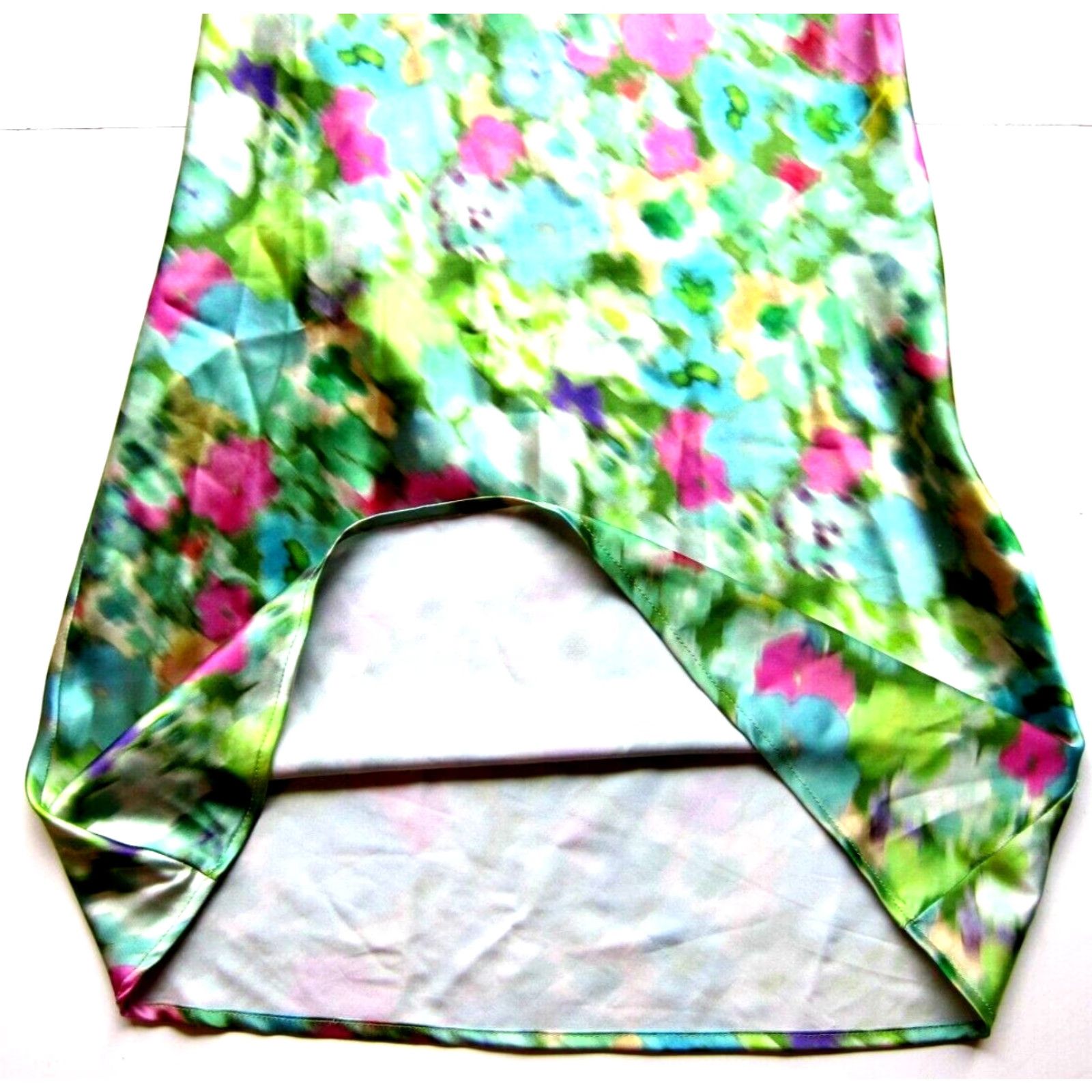 Nasty Gal Nasty Gal Collection Green Pink Floral Tie Dye High Neck Dress 10 Size L / US 10 / IT 46 - 6 Thumbnail