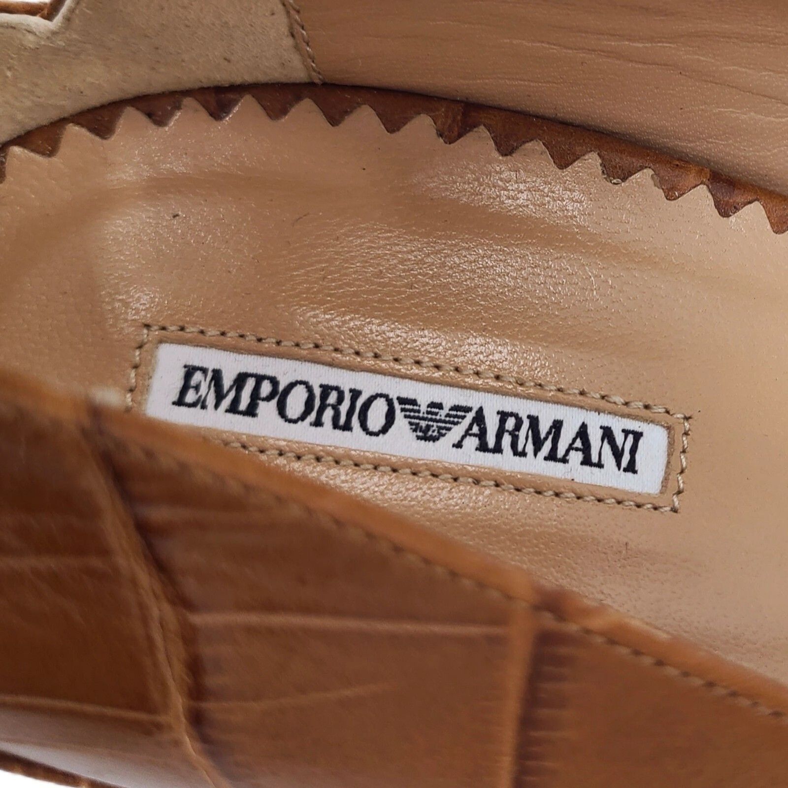 Emporio Armani Emporio Armani LIMITED Tan Leather Croc 5" Stilettos w/ COA Size US 9 / IT 39 - 11 Thumbnail