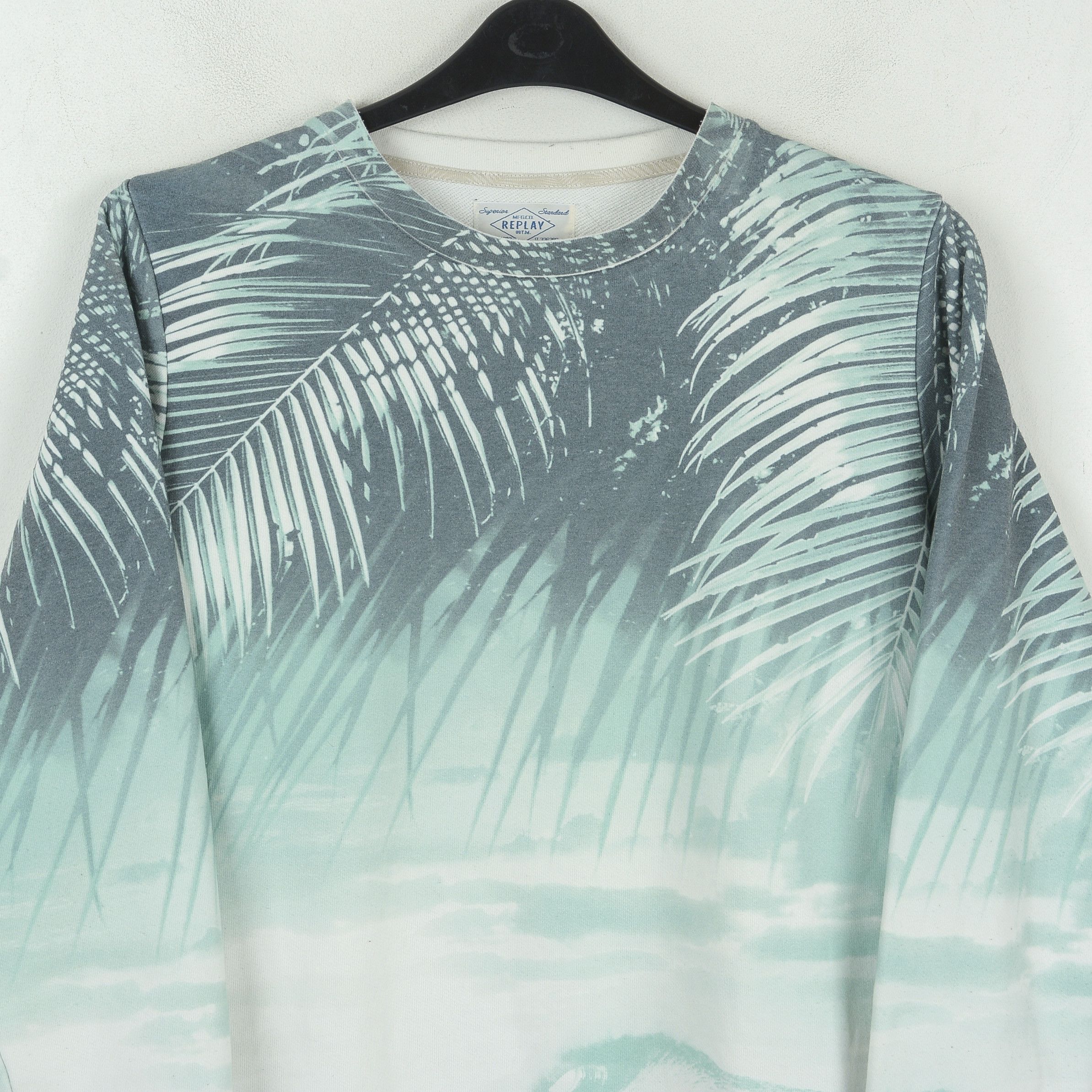 Replay BLUE JEANS Men Jumper Sweatshirt Pullover Crew Neck Leaf Size US S / EU 44-46 / 1 - 2 Thumbnail
