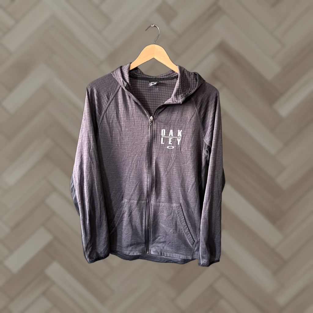 Oakley Oakley Hoodie Men Gray Full Zip Waffled Athletic Hooded Size M Size US M / EU 48-50 / 2 - 1 Thumbnail