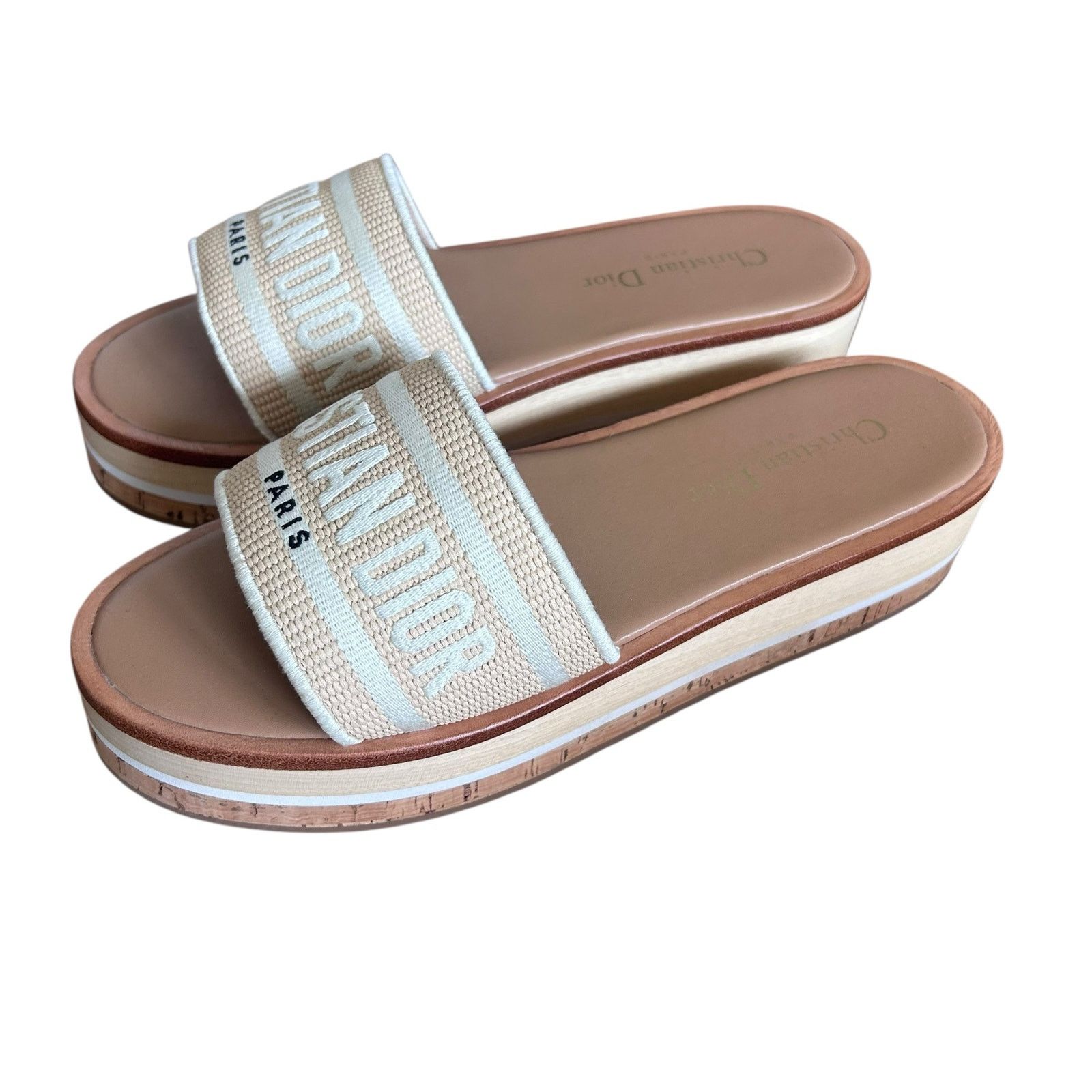 Dior Dior Dioriviera Dway Natural Beige Platform Slides Sz 39 Size US 8 / IT 38 - 5 Thumbnail