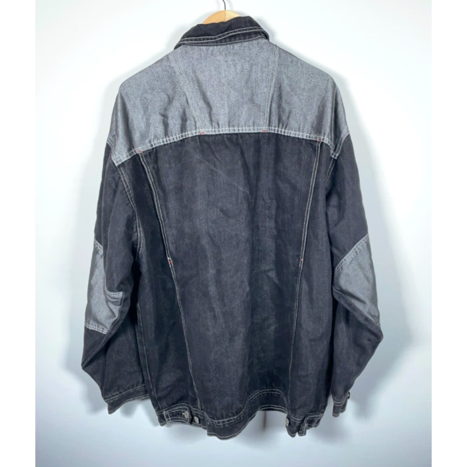 Denime VINTAGE Koman 2000 RAW Denim Jacket Jeans Black Gray 3XL Mens Denim Jacket Hip Hop 90s Streetwear Size US 39 - 2 Thumbnail