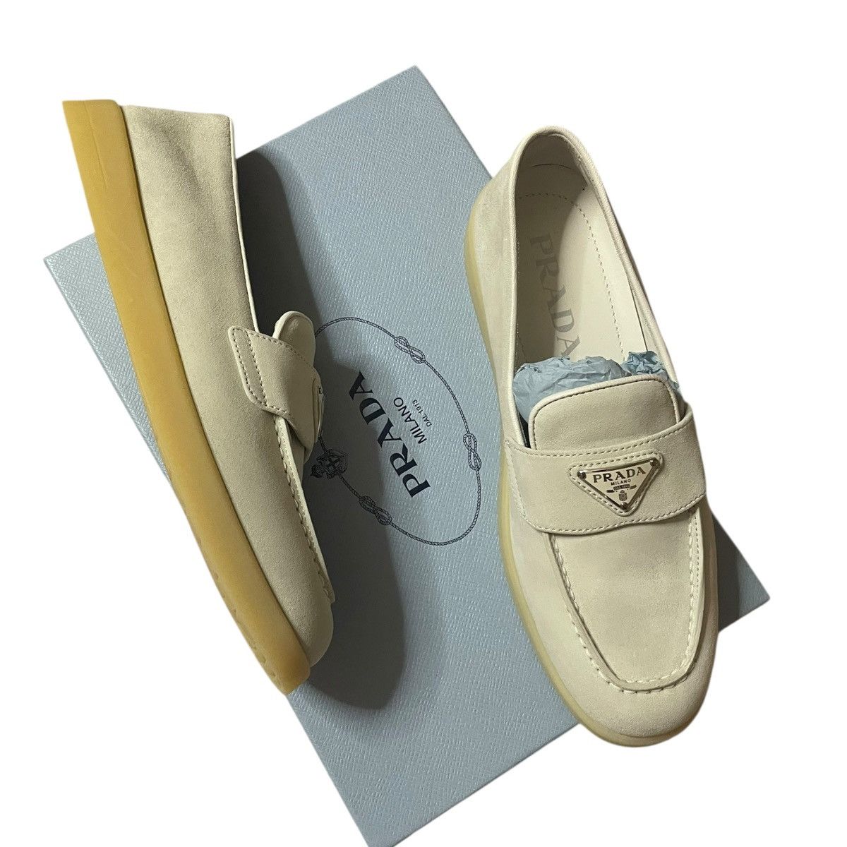 Prada Prada women beige suede loafers size EU 36.5 Size US 6.5 / IT 36.5 - 9 Thumbnail