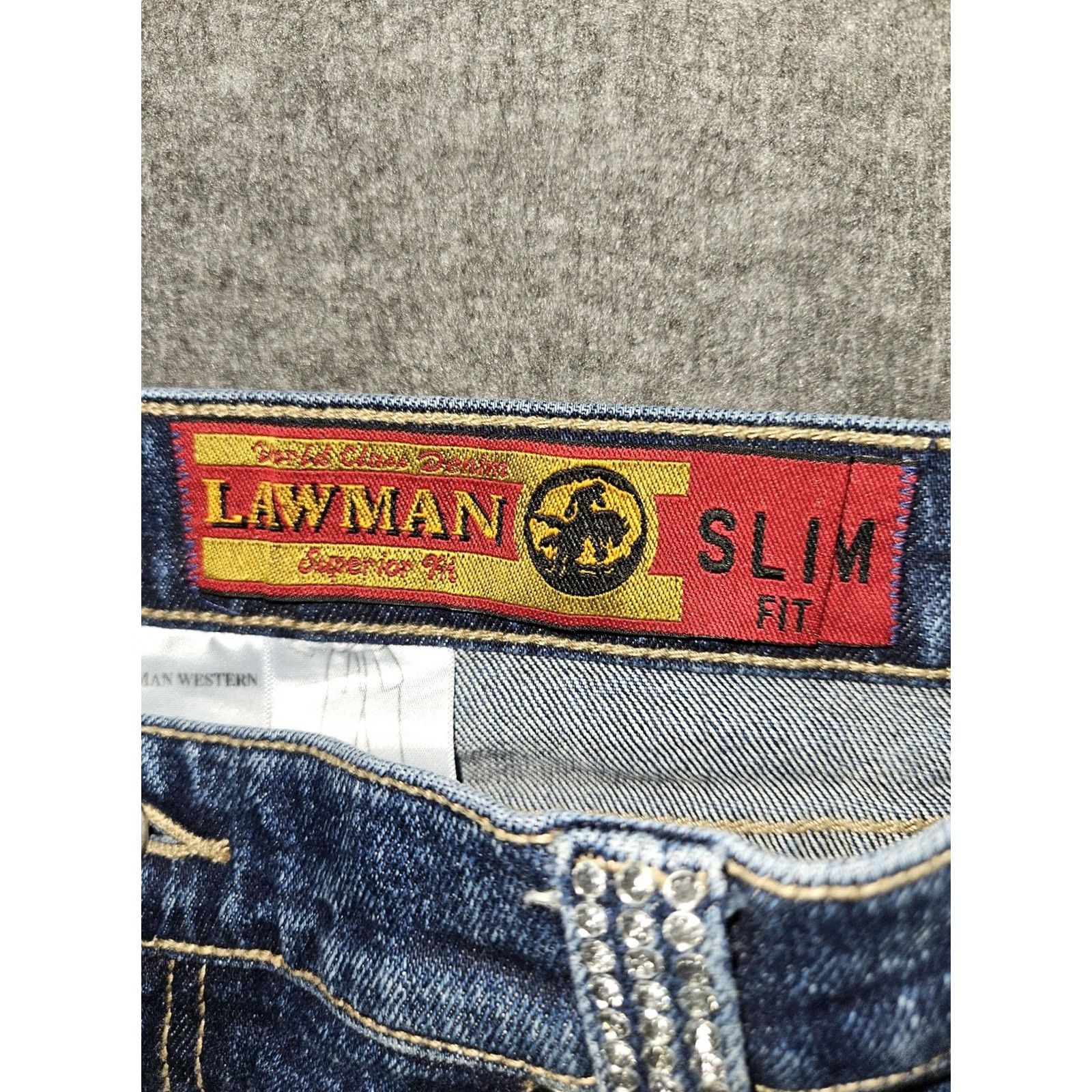 Denime Lawman Jeans Womens 8 Blue Slim Fit Bootcut Rhinestone Pockets Denim Size 30" / US 8 / IT 44 - 3 Thumbnail