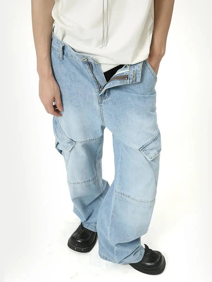 Japanese Brand Retro loose patchwork pocket jeans Size US 32 / EU 48 - 6 Thumbnail