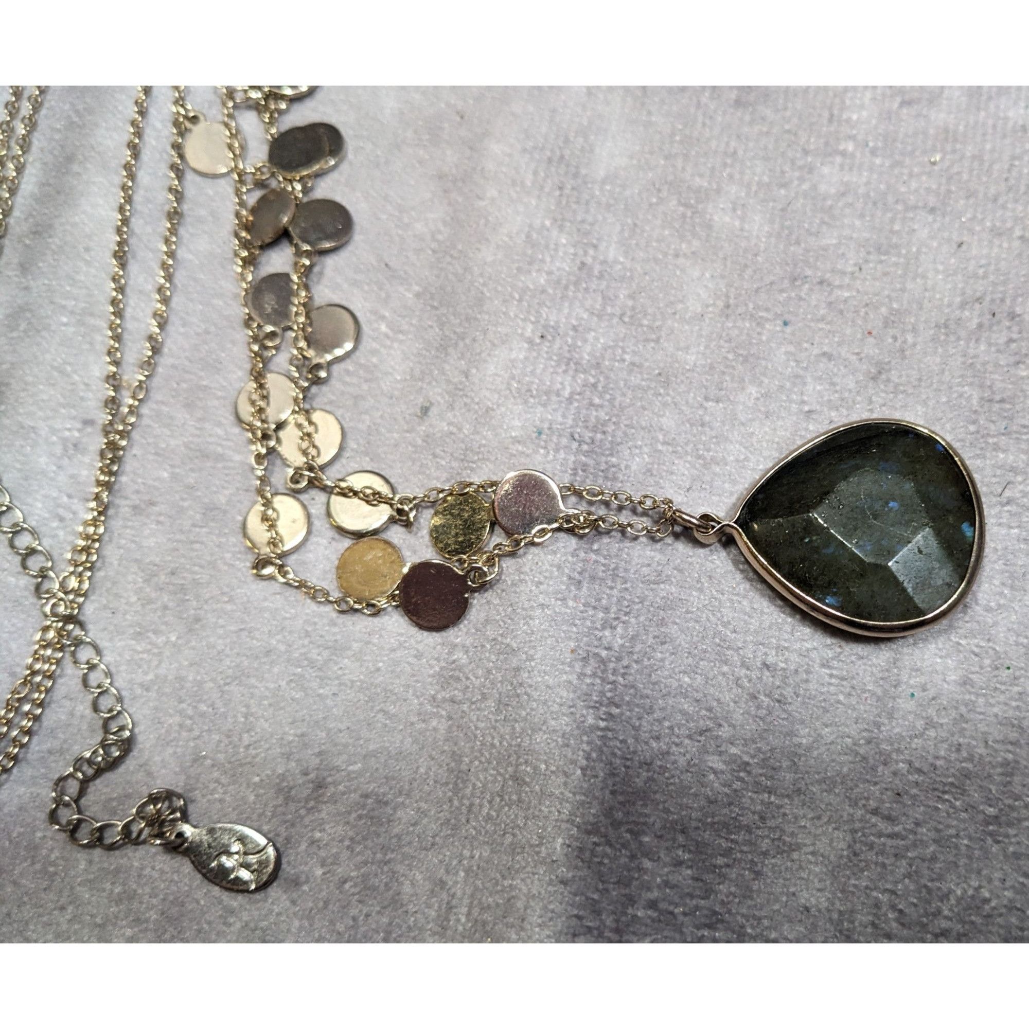 Other Boho Chic Gold Tone Charm Necklace With Teardrop Labradorite Size ONE SIZE - 12 Thumbnail