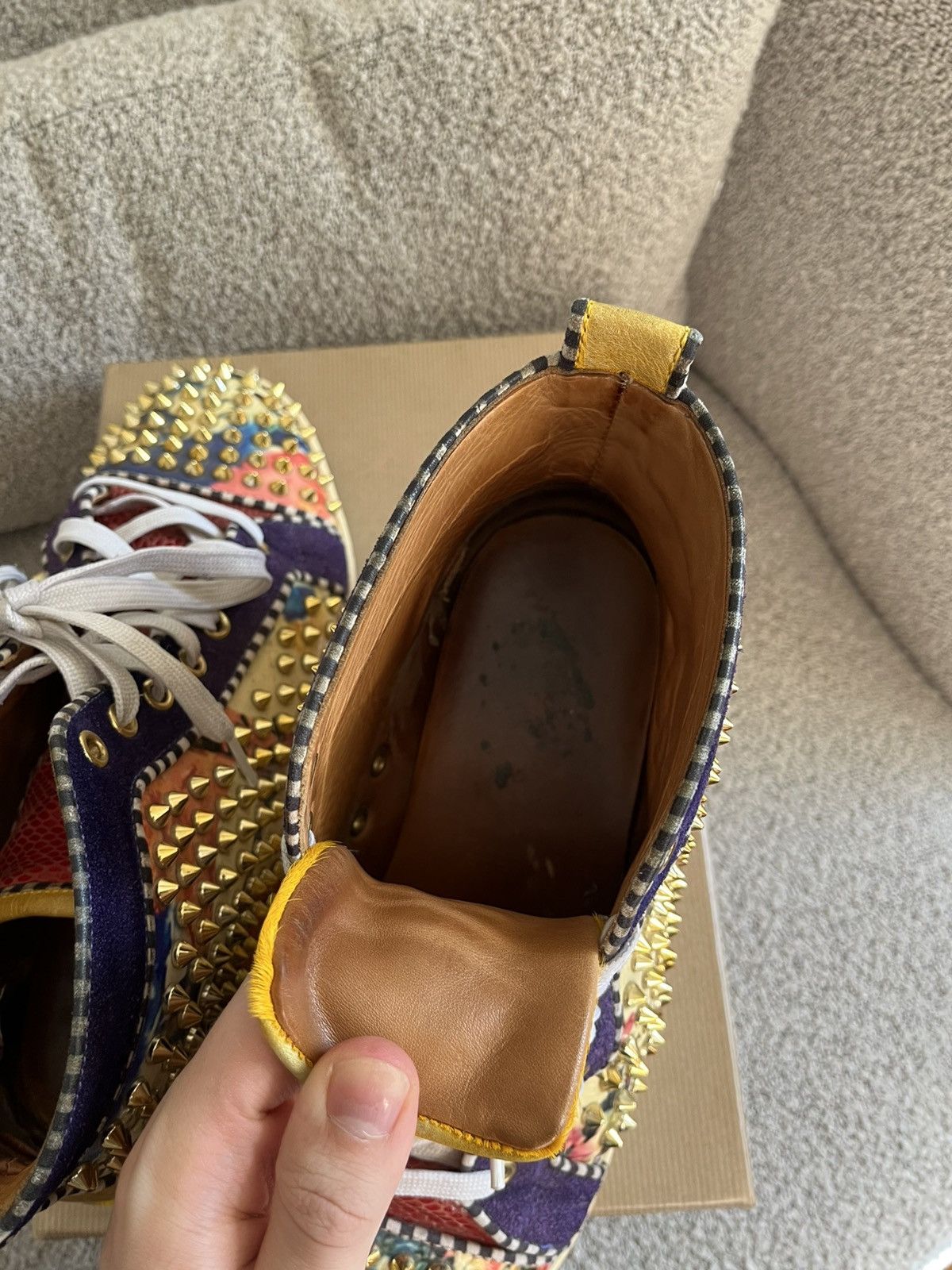 Christian Louboutin Louboutin Red Bottom Gold Spiked Sneakers Size US 8 / EU 41 - 10 Thumbnail