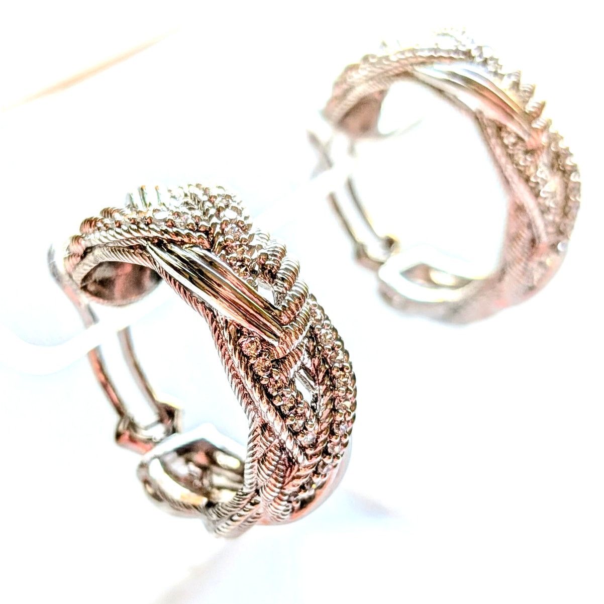 Judith Ripka Judith Ripka 925 Sterling Silver CZ Hoop Earrings 1in Size ONE SIZE - 4 Thumbnail