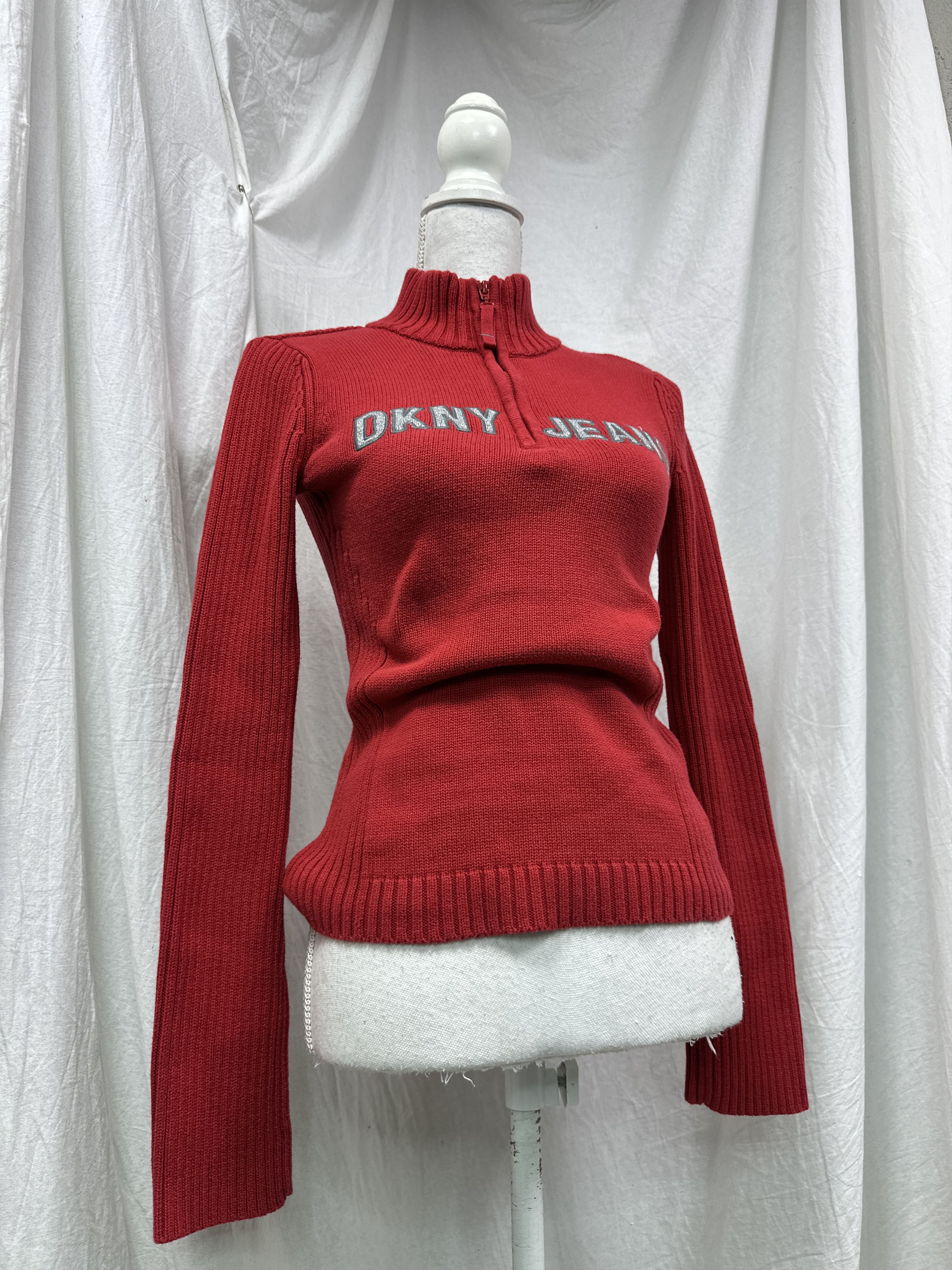 DKNY Vintage Casual Streetwear Ribbed 3/4 Zip Sweater Y2K Size US S / EU 44-46 / 1 - 1 Thumbnail