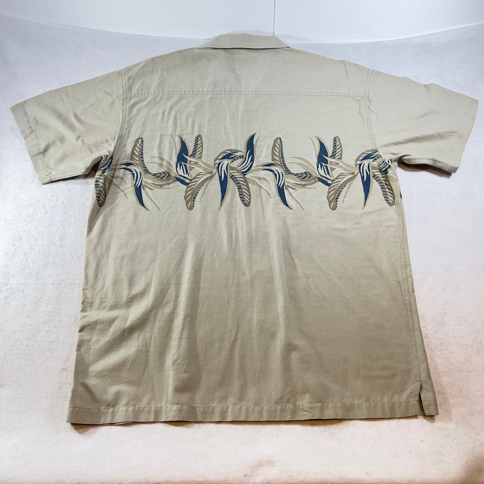 M.E. Sport Button Shirt M.E. Sport Mens XL Tan Slate Blue Floral Print Size US XL / EU 56 / 4 - 3 Thumbnail