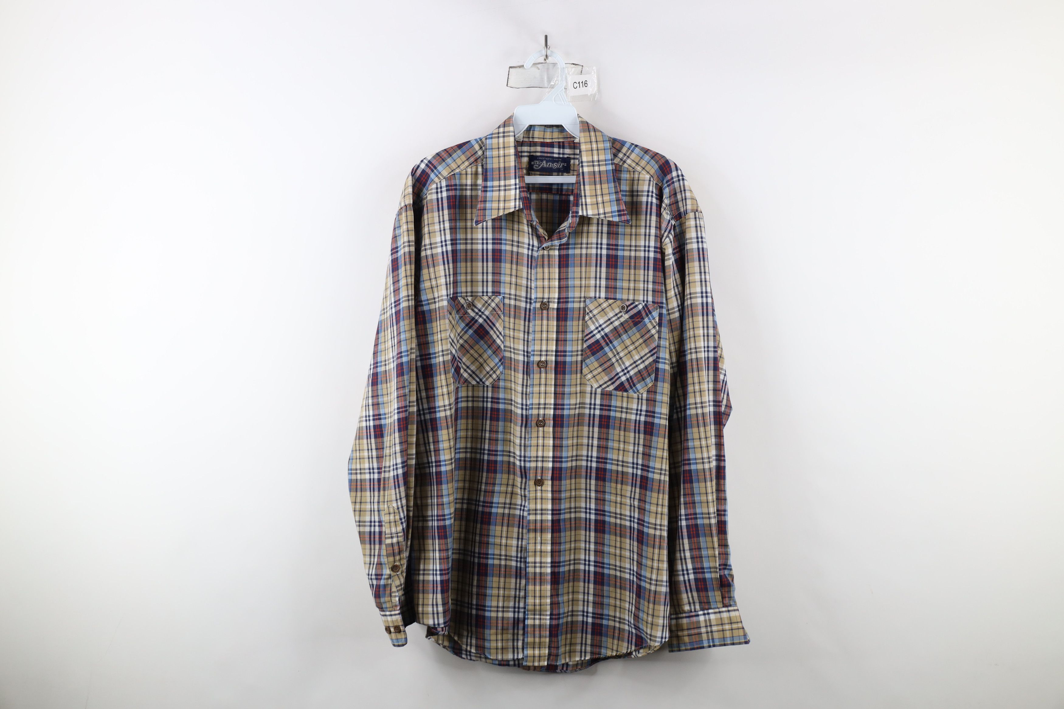 Vintage Vintage 70s Rockabilly Cowboy Collared Button Shirt Plaid Size US L / EU 52-54 / 3 - 1 Thumbnail