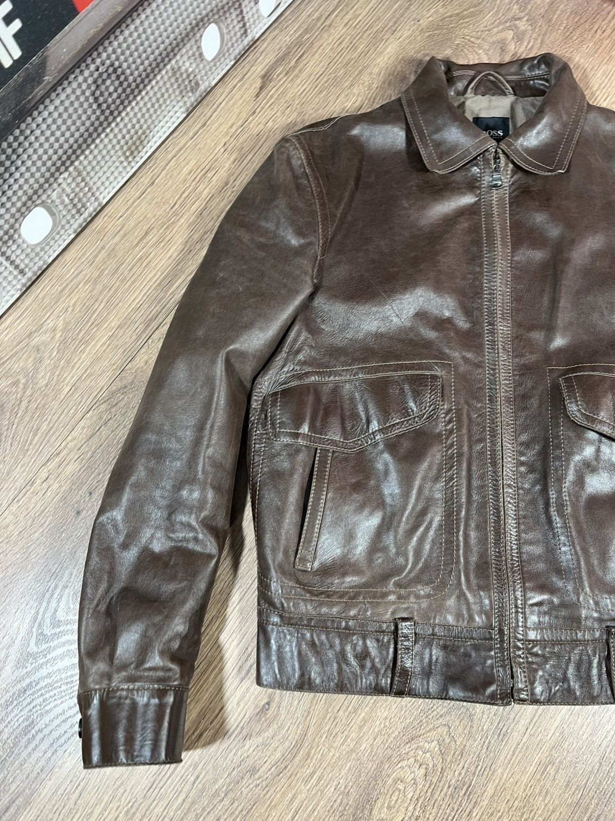 Hugo Boss Hugo Boss Nappa Brown Leather Bomber Rare Size US M / EU 48-50 / 2 - 2 Thumbnail