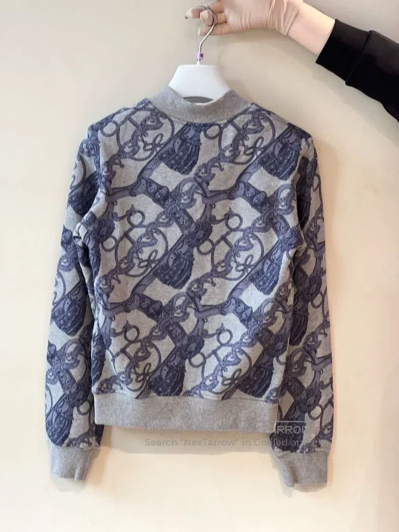 Hermes Hermes Equestrian Pattern Zip-Up Sweatshirt Knit Cardigan Size XXS / US 00 / IT 34 - 2 Thumbnail