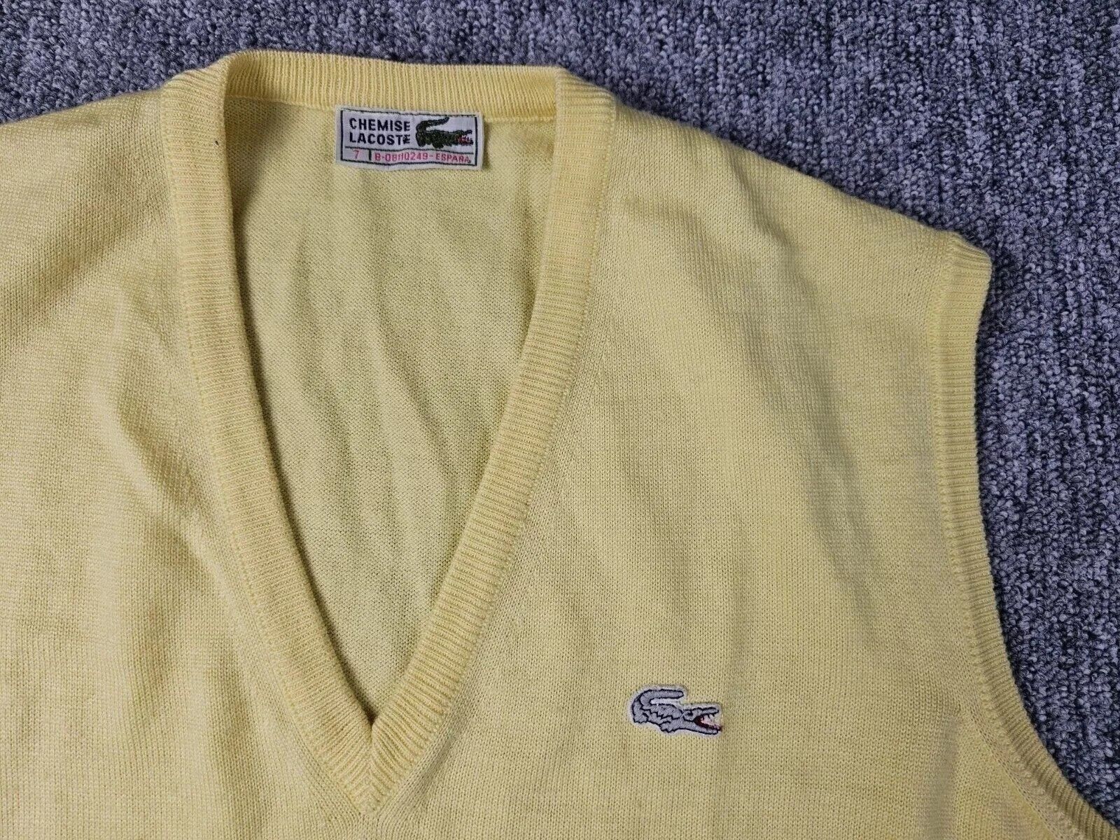 Lacoste Lacoste V-Neck Sweater Vest Yellow Cotton Crocodile Logo 2XL Size US XXL / EU 58 / 5 - 3 Thumbnail