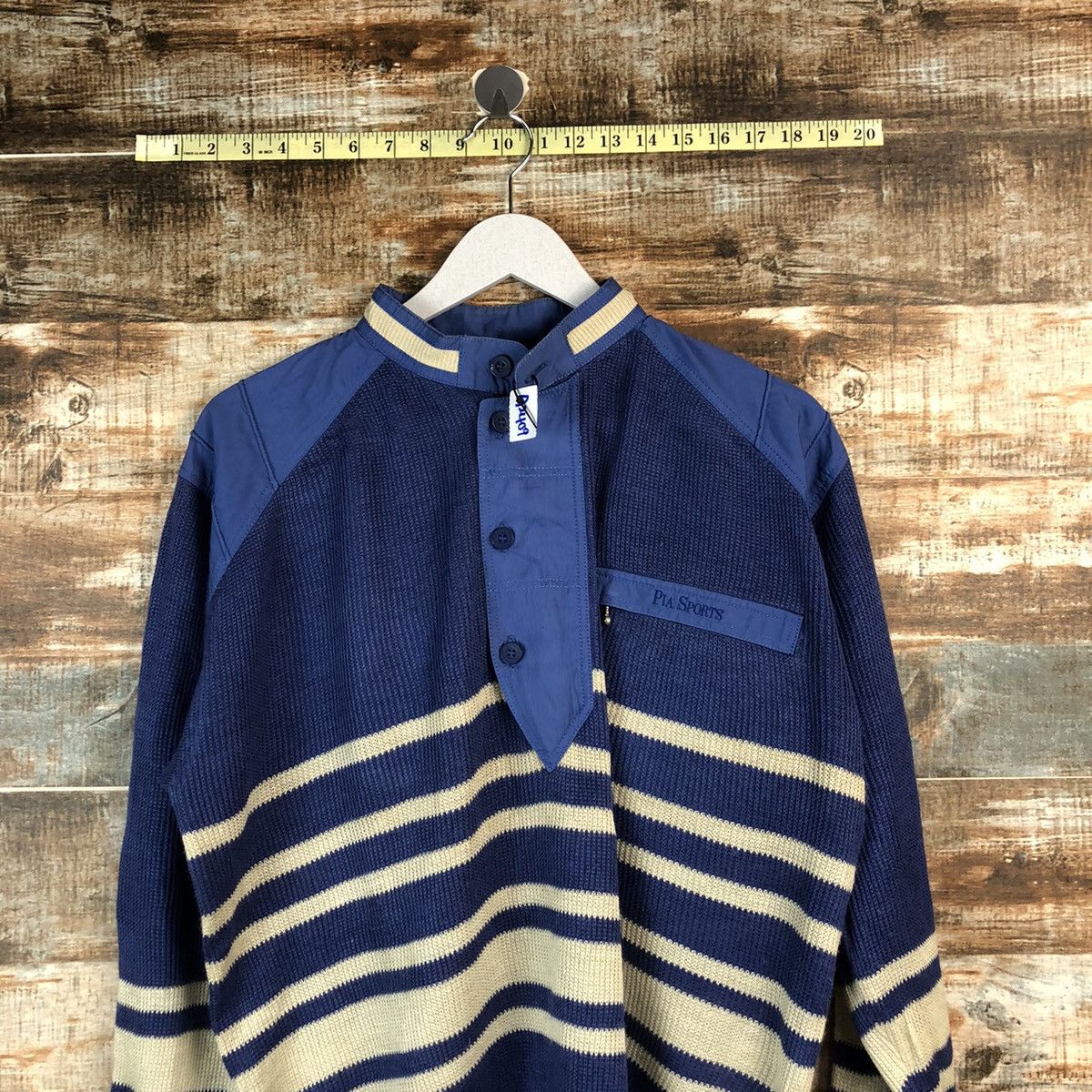 Japanese Brand Pia Sport Blue vintage knitwear Sweather #A2409 Size US L / EU 52-54 / 3 - 2 Thumbnail