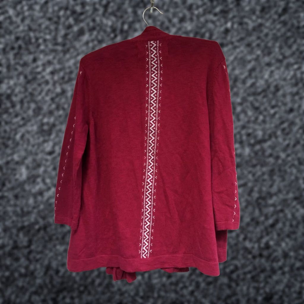 Vintage Aventura Cardigan Open Front Delia Womens Medium Red 3/4 Sleeve Organic Cotton Knit Shirt Women Geometric Classic Vintage: No Size M / US 6-8 / IT 42-44 - 1 Thumbnail