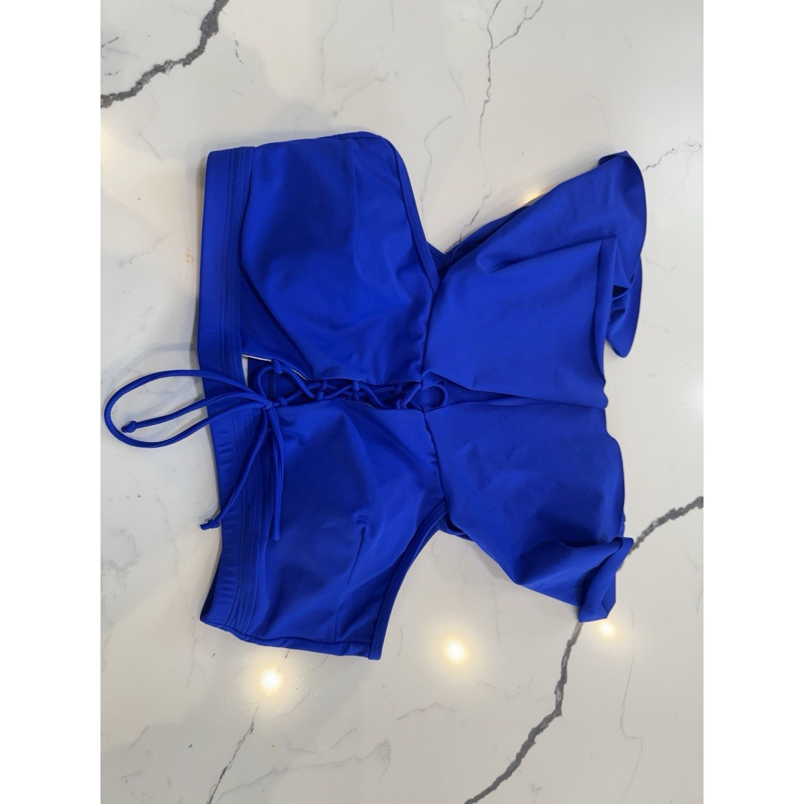 Other Women’s Blue Bikini Set LX High Waist Strappy Bottoms Ruffle Size ONE SIZE - 6 Thumbnail