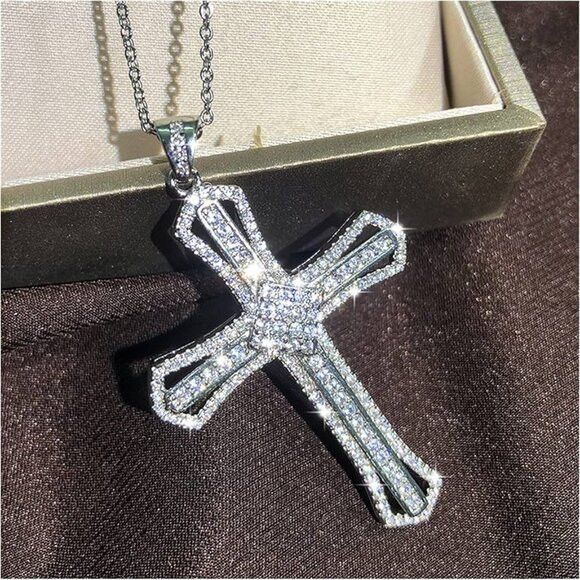 Other Unisex 925 Sterling Silver Plated Luxury Cross (1) Size ONE SIZE - 1 Thumbnail