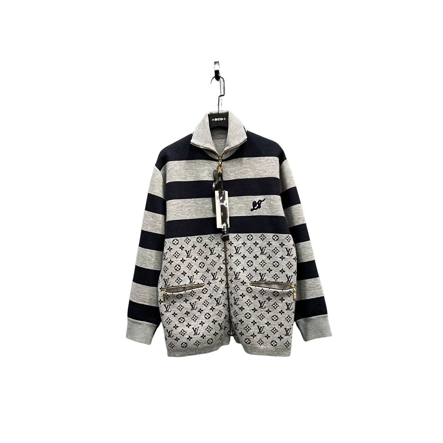 Louis Vuitton Louis Vuitton Striped Monogram Zip-Up Knit Size M Size US M / EU 48-50 / 2 - 1 Thumbnail