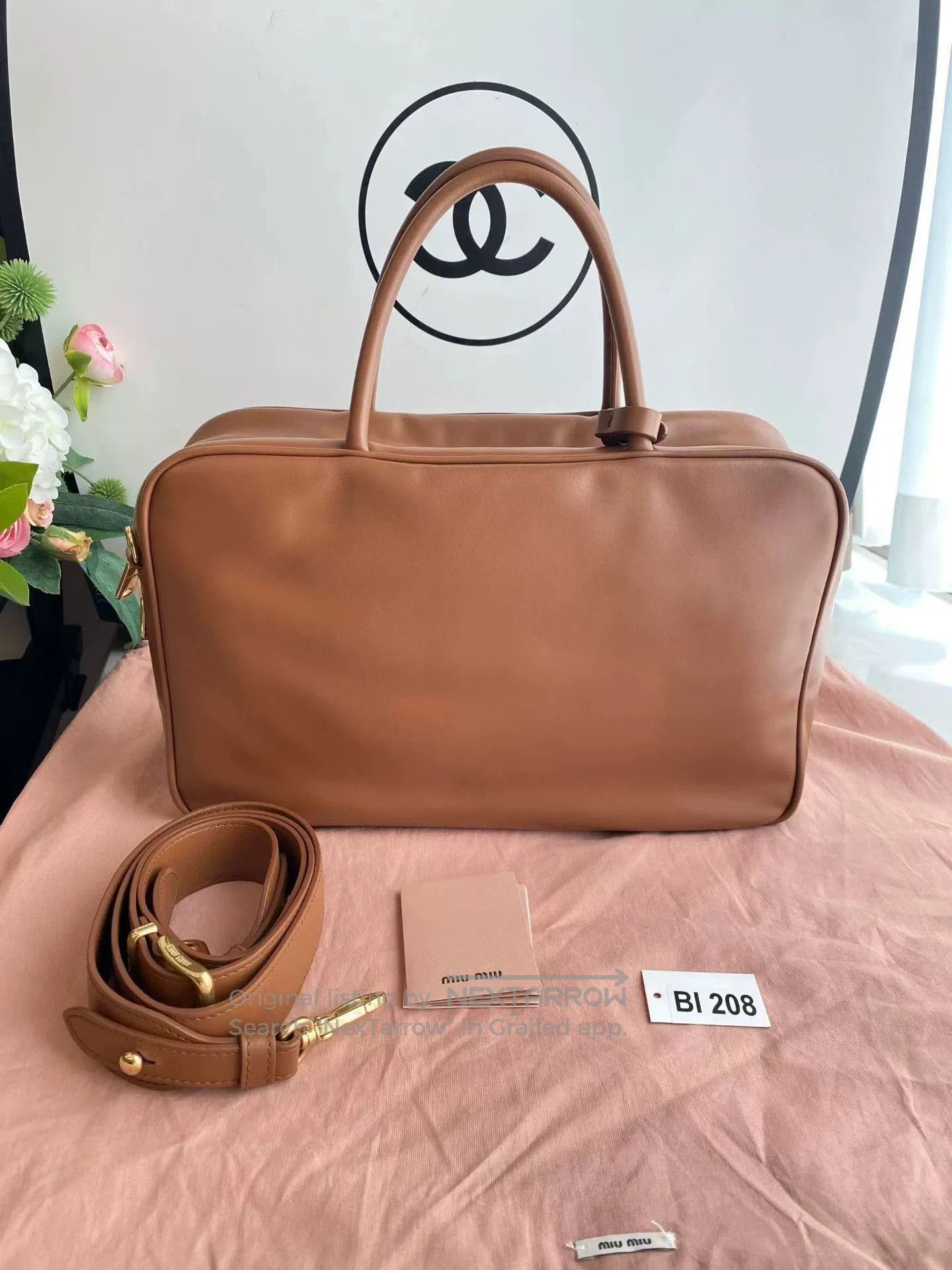 Miu Miu MIU MIU Cognac Women's Vintage Embossed Briefcase/ Size ONE SIZE - 4 Thumbnail