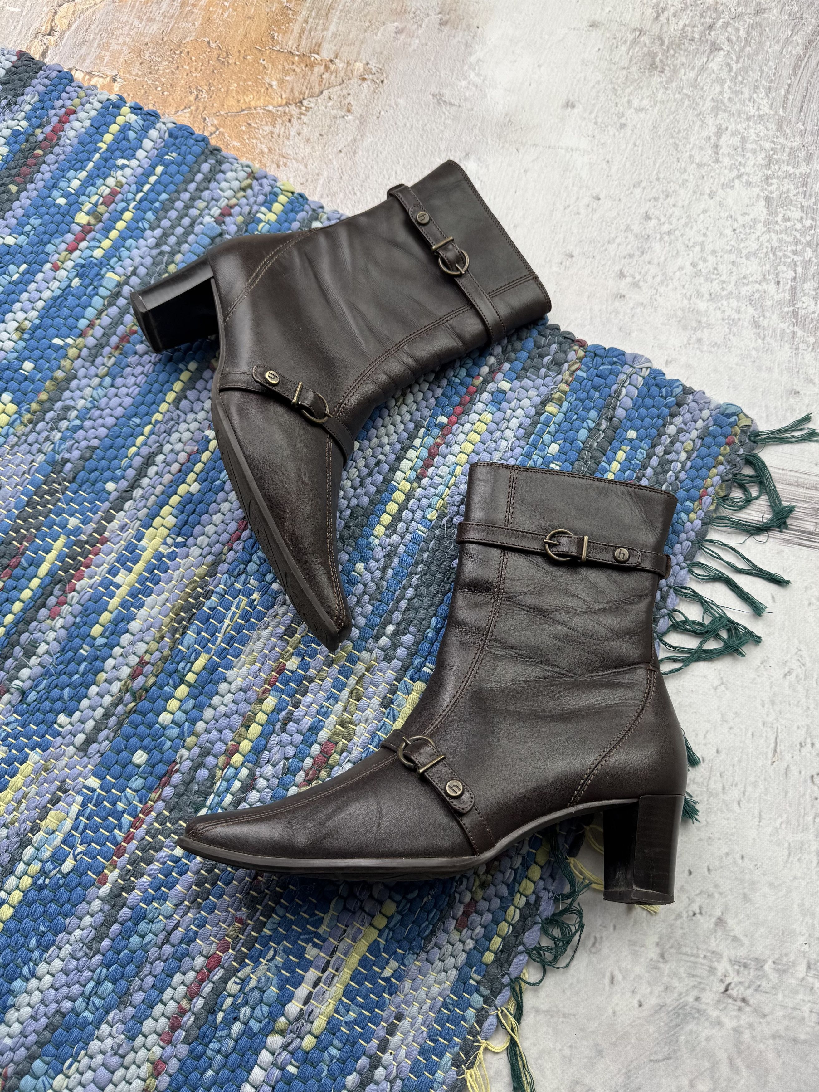 Avant Garde x Vintage Leather Boots With Heel Shoes A690 in Brown, Women's