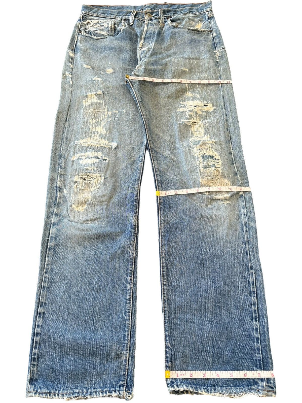 Levi's Vintage 70s Levis 501 Sashiko Distress Loose Selvedge Jeans Size US 32 / EU 48 - 8 Thumbnail