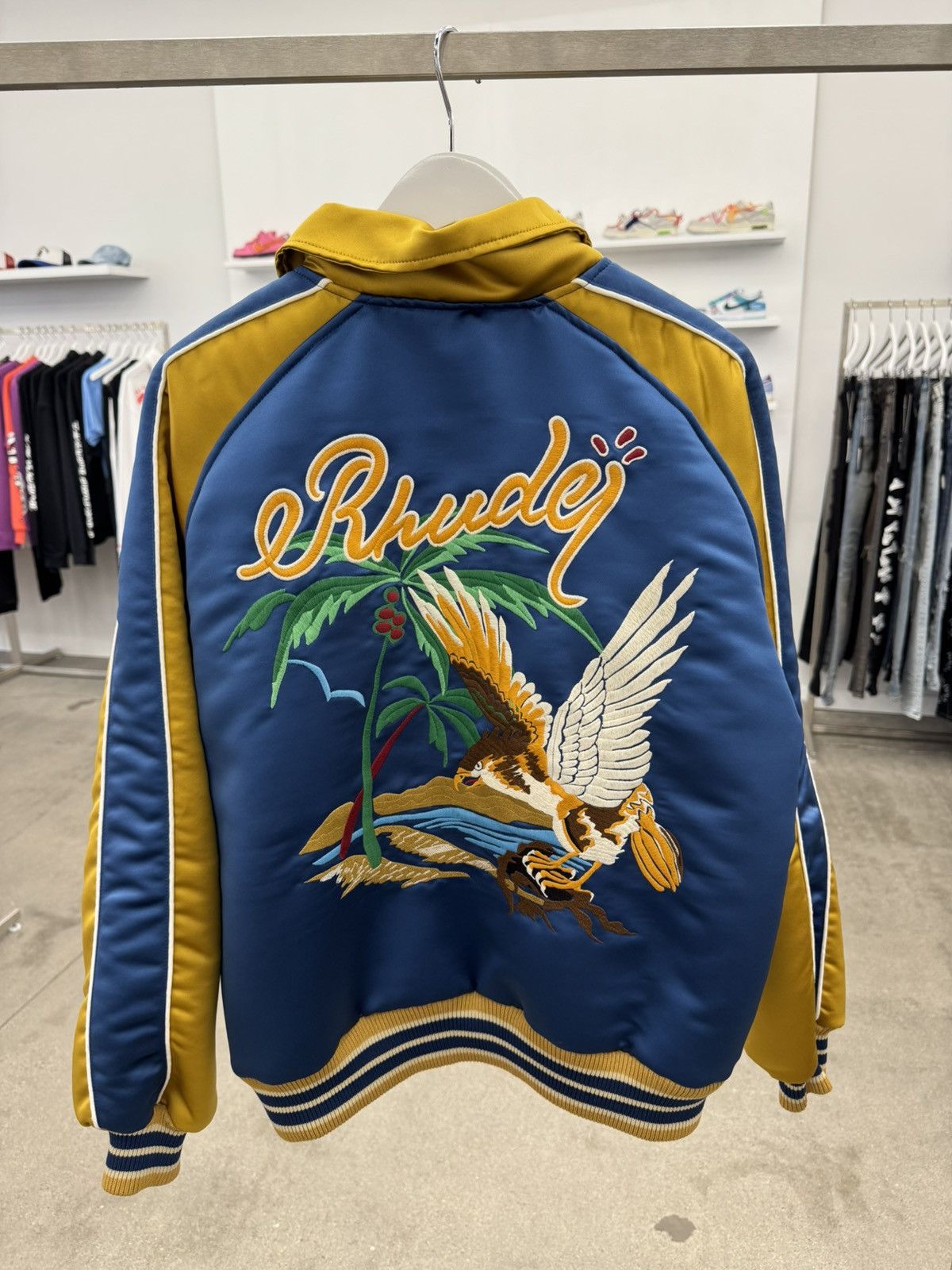 Rhude Rhude Palm Eagles Souvenir Jacket Mustard Size US L / EU 52-54 / 3 - 2 Thumbnail