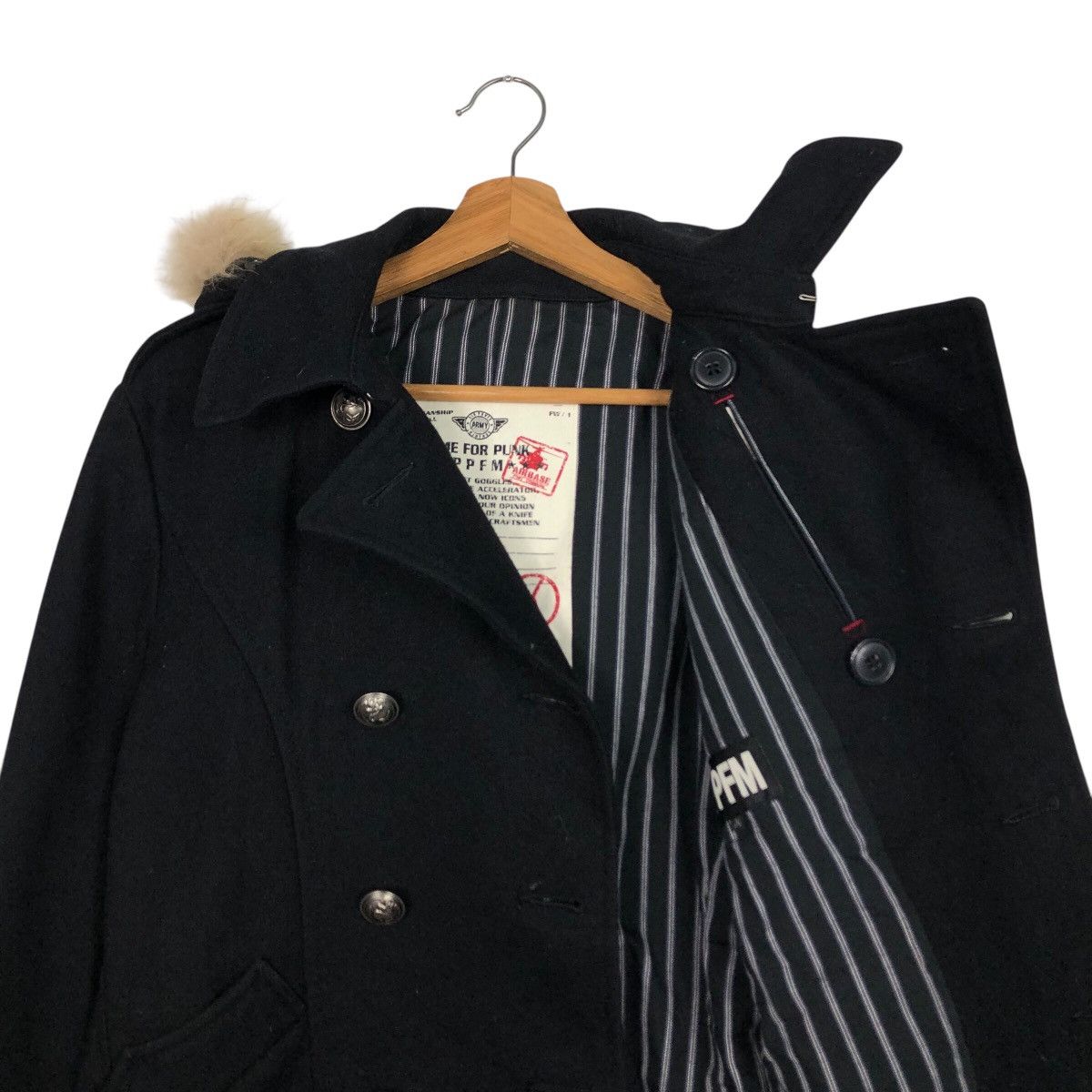 PPFM 📌Rich Black Wool Biker Jacket PPFM Mink Fur Hoodie Size US M / EU 48-50 / 2 - 15 Thumbnail