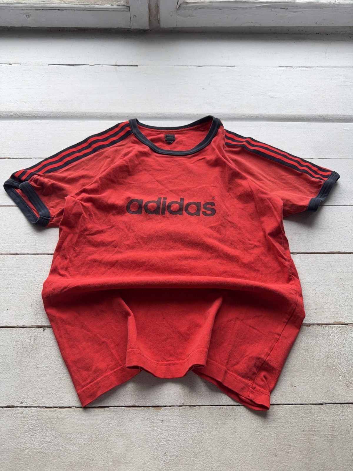 Adidas Vintage 00s Retro Adidas Original Red Faded T shirt Y2K Size US M / EU 48-50 / 2 - 1 Thumbnail