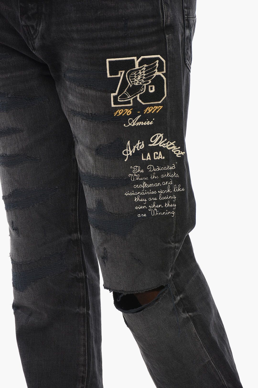 Amiri og1mm0825 Embroidered Varity Eagle Regular Fit Denim Black Size US 33 - 3 Thumbnail