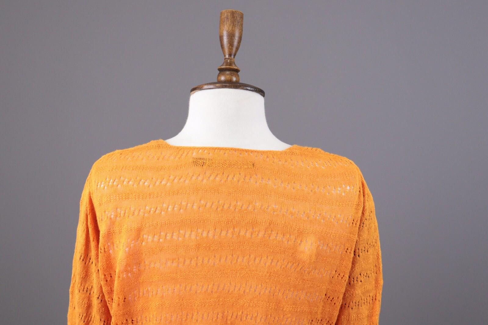 Designer Gudrun Sjoden Orange Linen Cardigan Sweater Size S Size S / US 4 / IT 40 - 8 Thumbnail