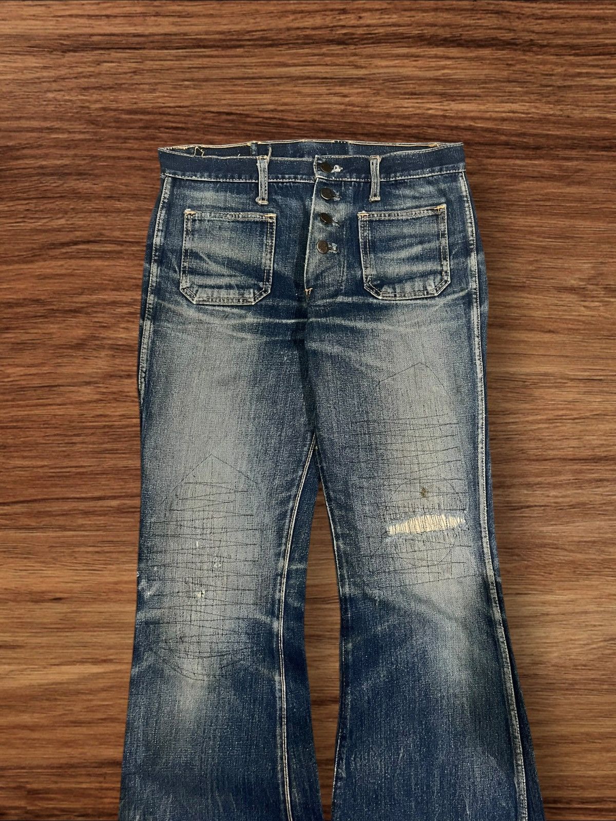 Hysteric Glamour Japanese Brand John Bull Bell Bottom Button Fly Flare Jeans Size US 30 / EU 46 - 3 Thumbnail