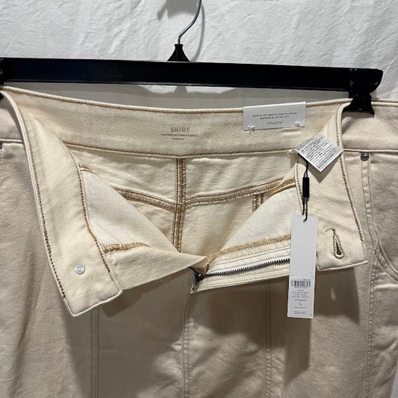Chicos NWT Chico's Midi Denim Skirt Natural Seeded Cream Sz 4 / XXL Size 42" / US 20 - 3 Thumbnail