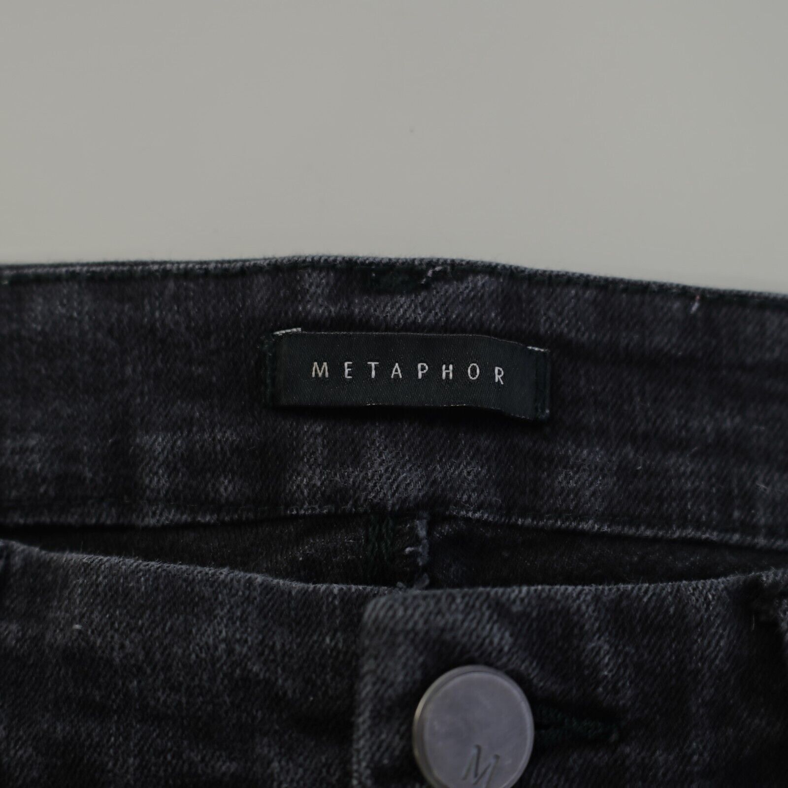 Designer Metaphor Black Denim Stretch Jeans 12 32/31 Side Zipper Pock Size 34" / US 12 / IT 48 - 6 Thumbnail