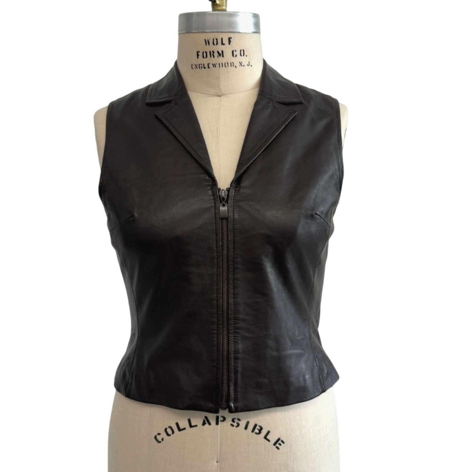 Wilsons Leather 90s Bagatelle Brown Leather Vest Fitted Knit Back Size L Size L / US 10 / IT 46 - 7 Thumbnail