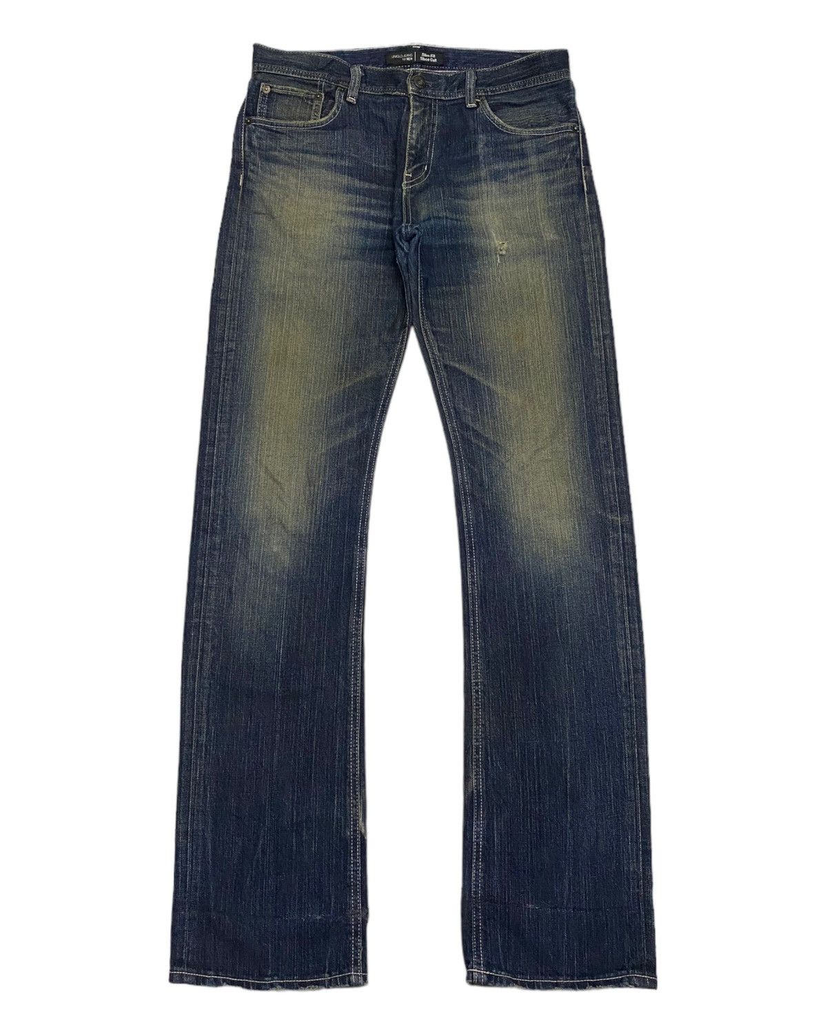image of Distressed Denim x Undercover Vintage Uniqlo Japan Slim Fit Undercover Style Denim Jeans in Blue (S