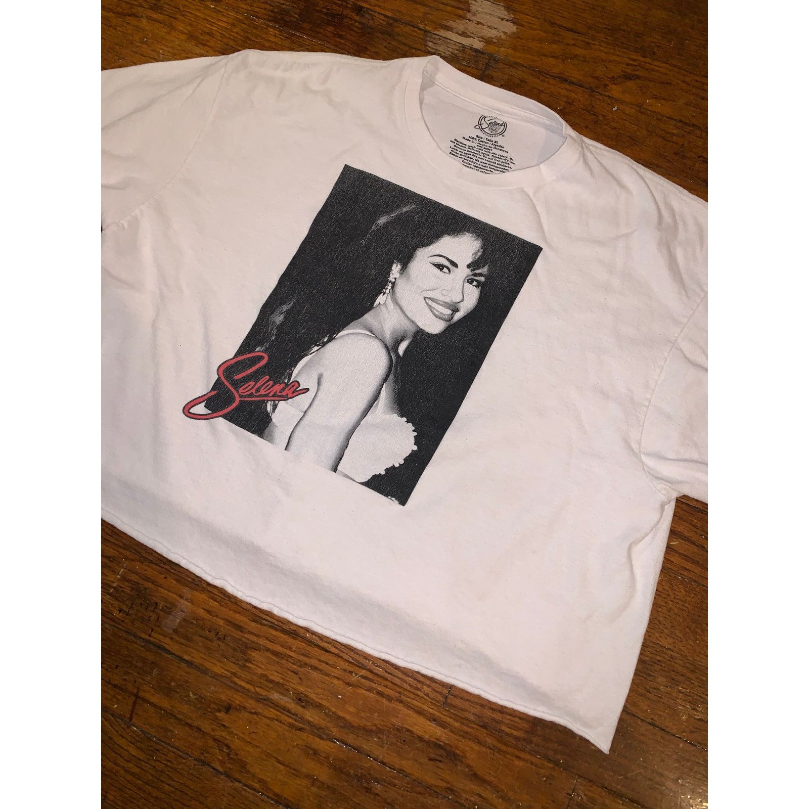 Band Tees × Other Selena Cropped T Shirt Womens XL White Boxy Tejano Singer Size XL / US 12-14 / IT 48-50 - 2 Thumbnail