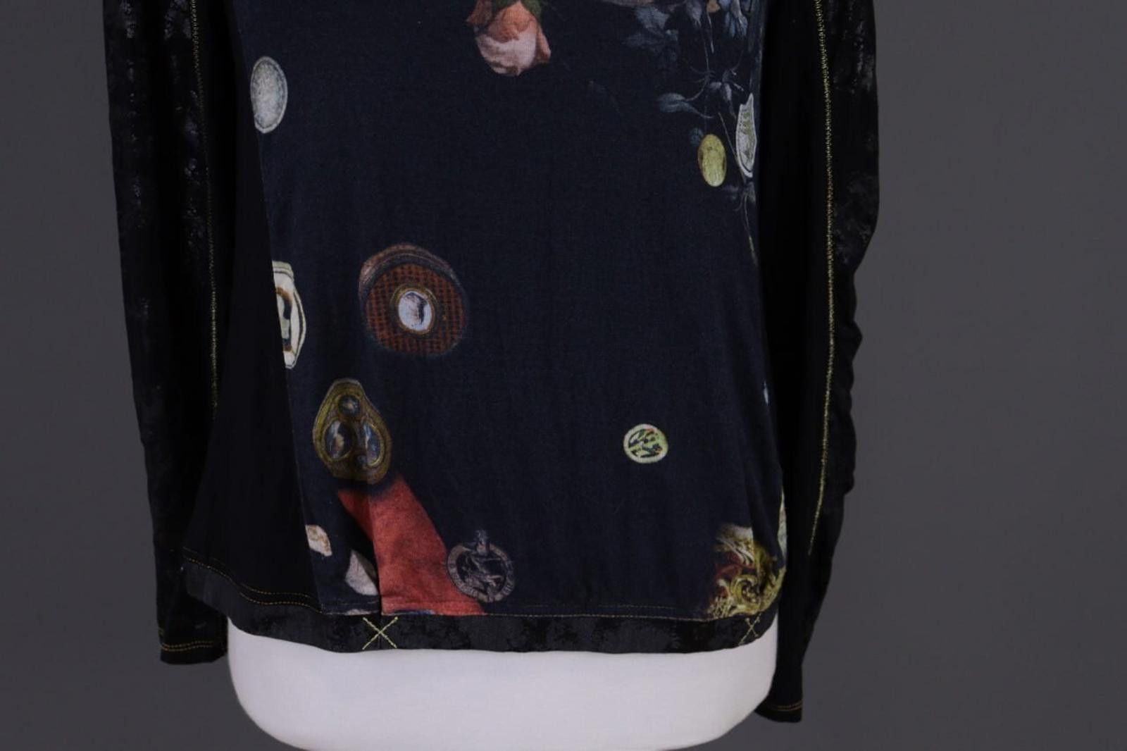 Designer Elisa Cavaletti Black Floral Relaxed Blouse Shirt Size L Size L / US 10 / IT 46 - 3 Thumbnail
