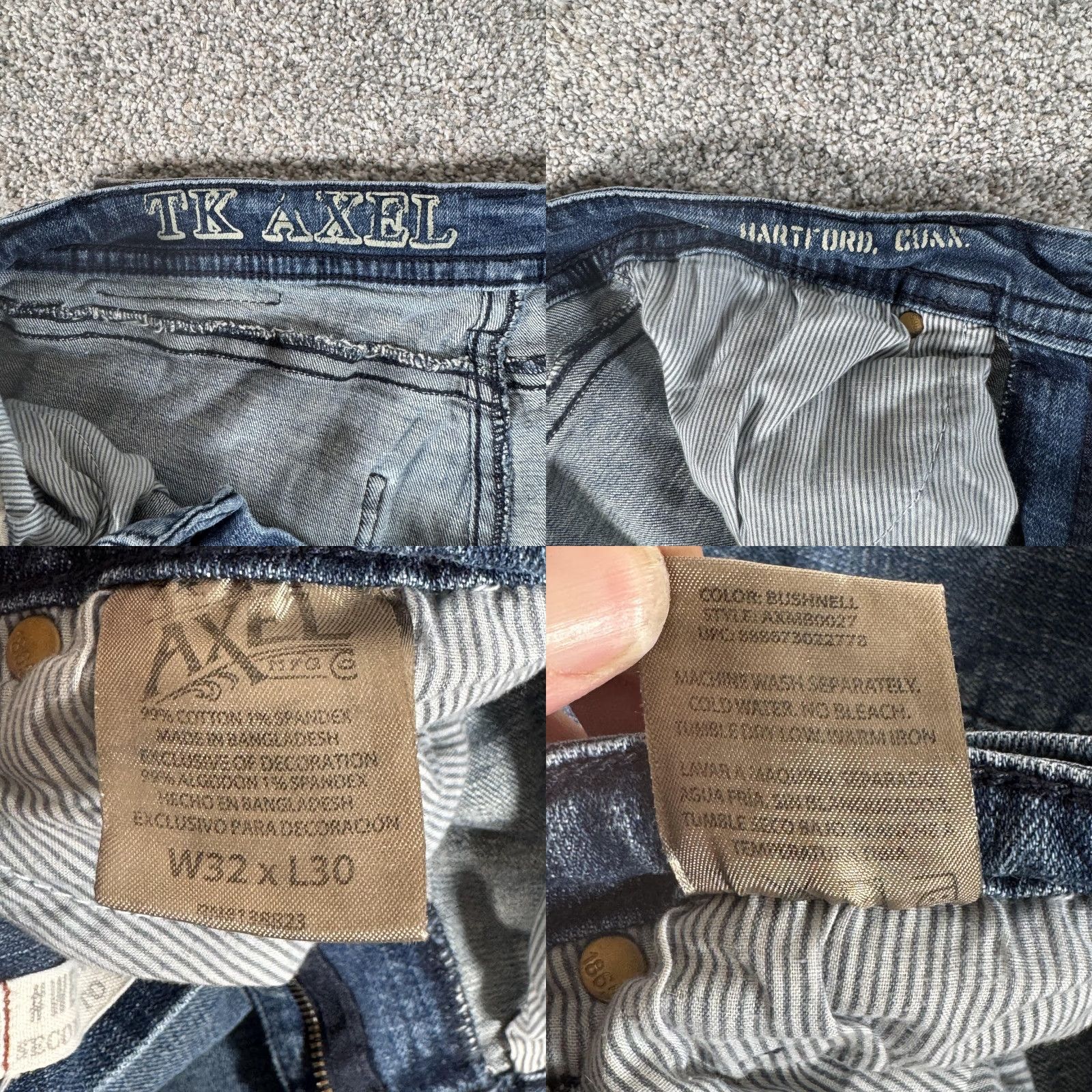 Vintage TK Axel Jeans Mens 32x27.5 Blue Wash Straight Leg Mid Rise X Stitch Pockets Denim Zip Five-Pocket Mens Regular Fit Clothes Size US 32 / EU 48 - 8 Thumbnail