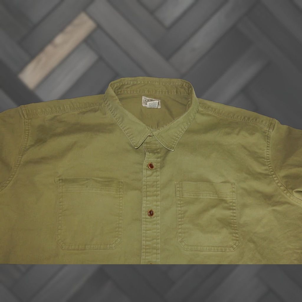 Vintage L.L. Bean Men's Short Sleeve Button-Up Shirt 2XL Green Cotton Size US XXL / EU 58 / 5 - 1 Thumbnail