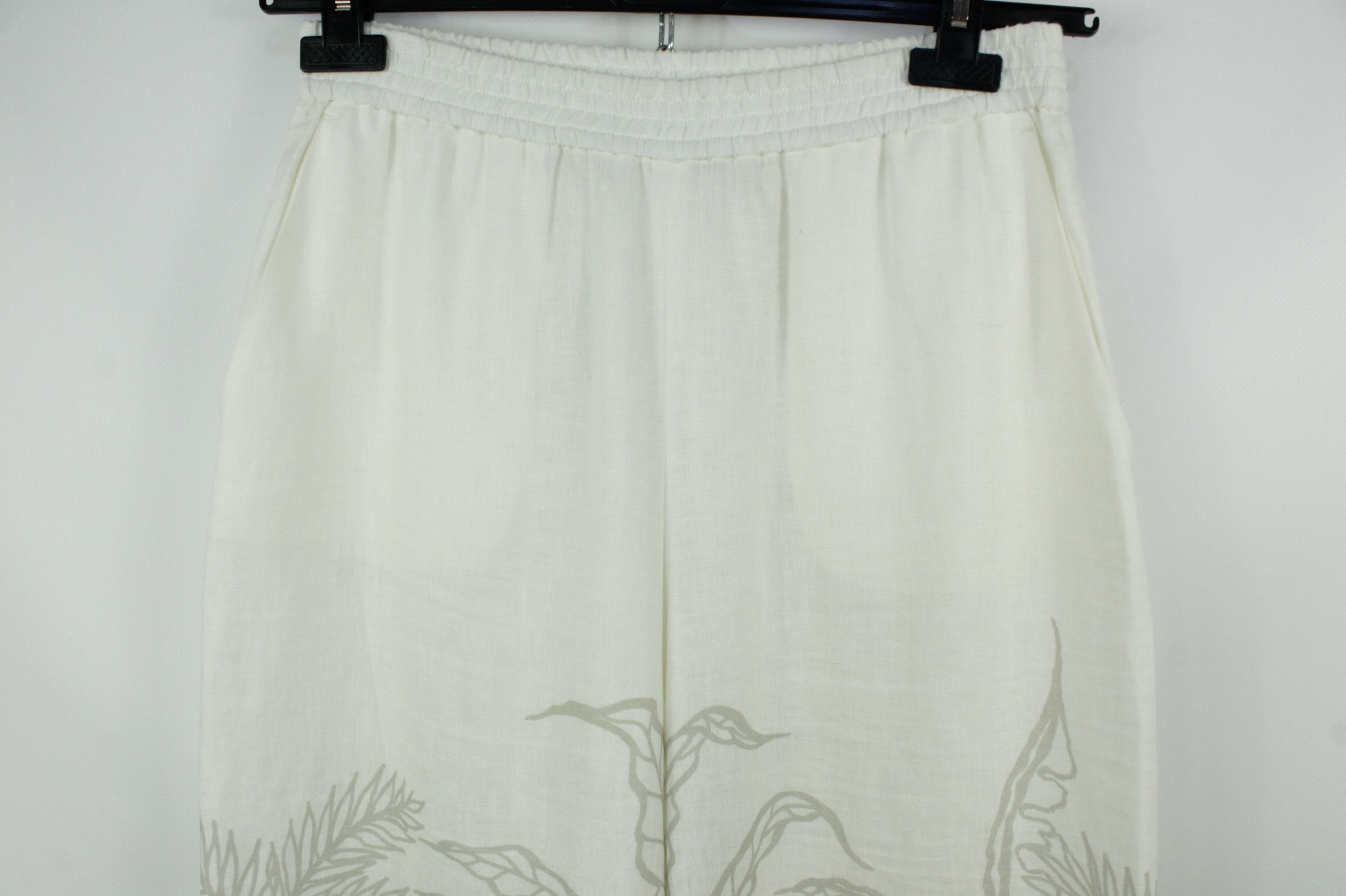Designer × Iris von Arnim Iris Von Arnim Wide Leg Flower Pattern Linen Pants Size 30" / US 8 / IT 44 - 2 Thumbnail