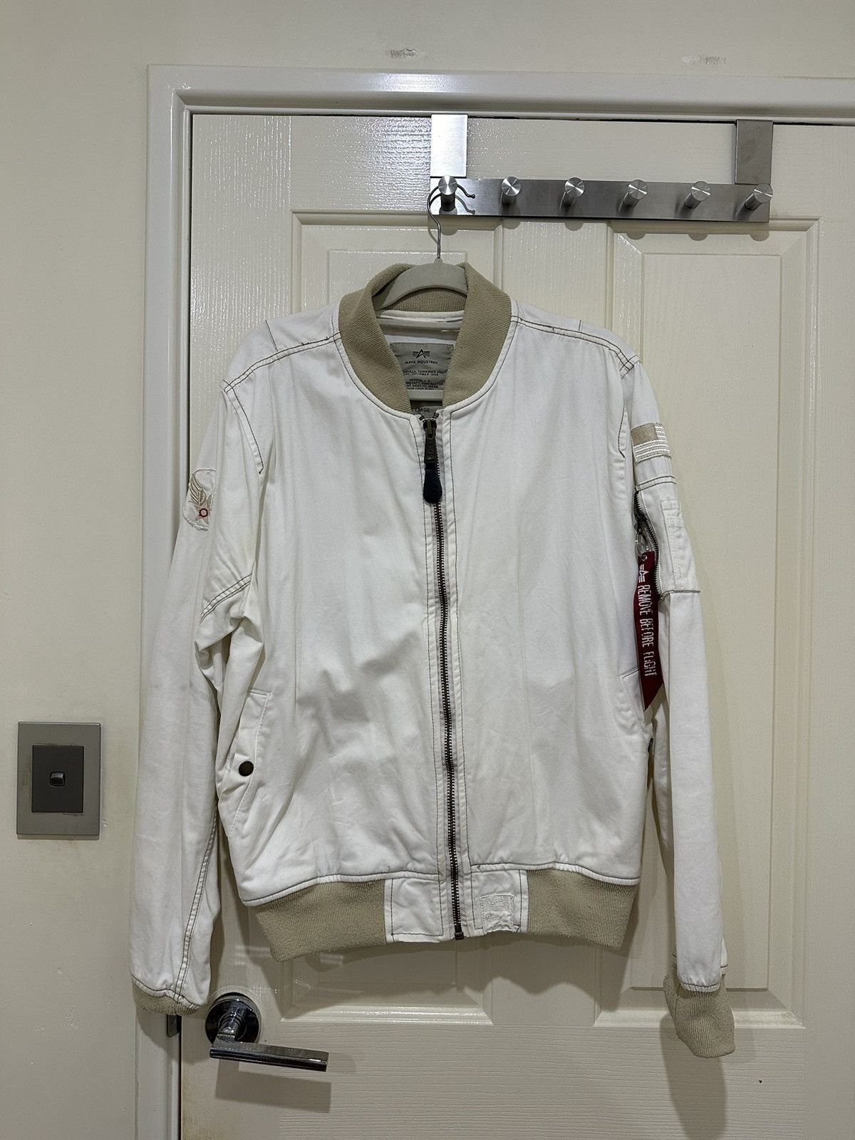 Alpha Industries Cream Bomber Jacket