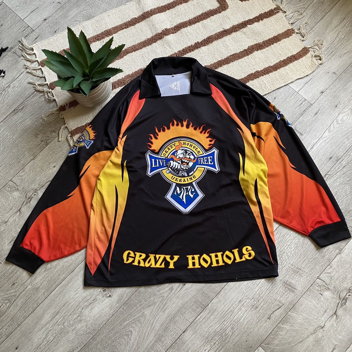 Harley Davidson AMAZING CRAZY HOHOLS UKRAINE MOTO CLUB FIRE JERSEY Size US XL / EU 56 / 4 - 1 Thumbnail