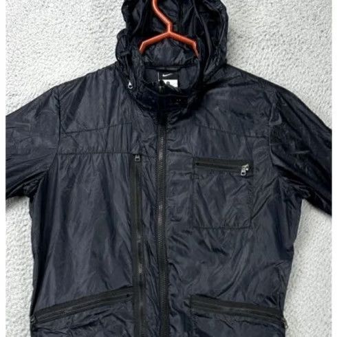 Nike Nike Jacket Womens Small Black Nylon Full Zip Packable Hooded Lightweight Ladies Size S / US 4 / IT 40 - 2 Thumbnail