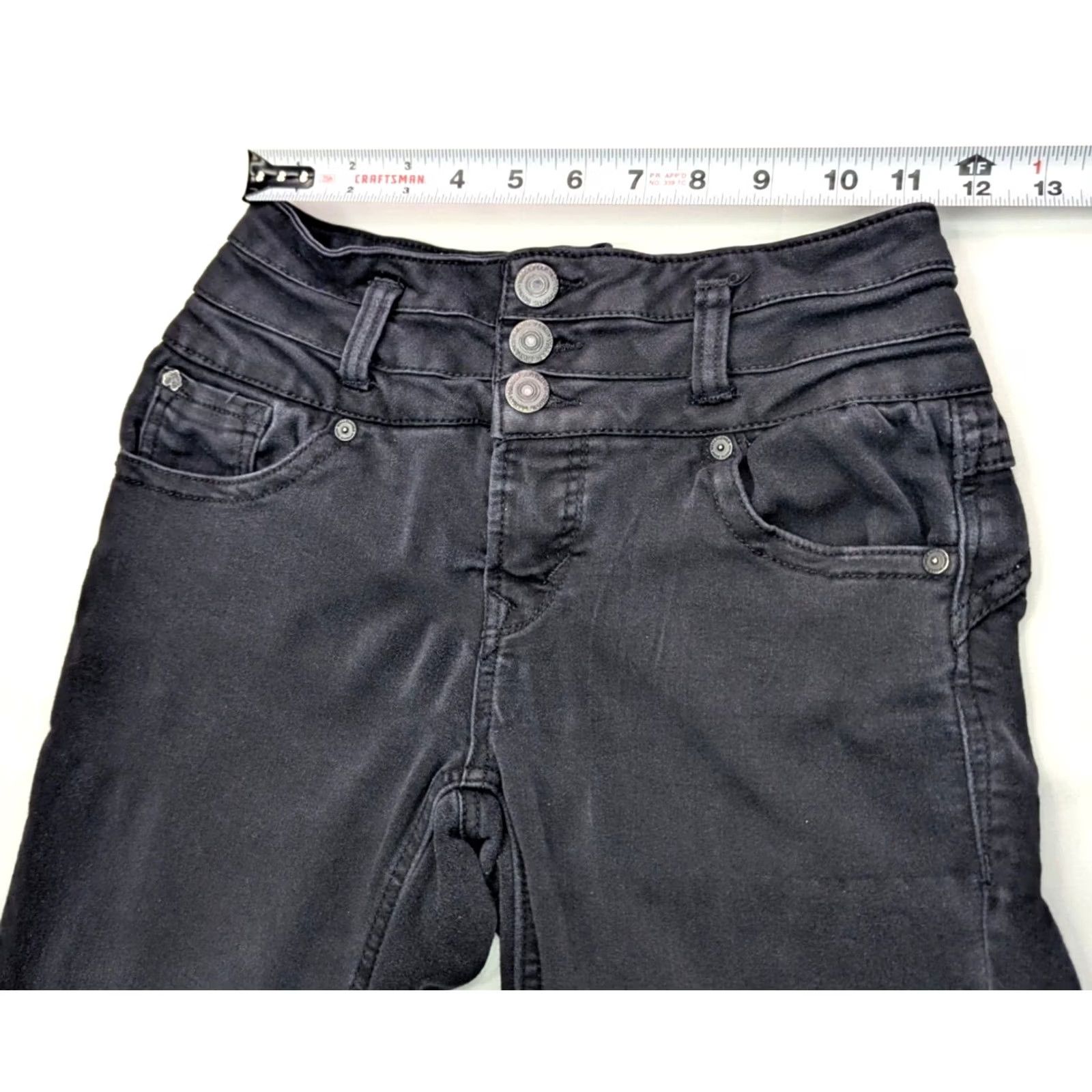 Vintage Wallflower Jeans Jegging Woman 1 Black Dark Wash 23x28 Denim 5-Pocket Classic Stretch Jeans Size 25" / US 0 / IT 36 - 6 Thumbnail