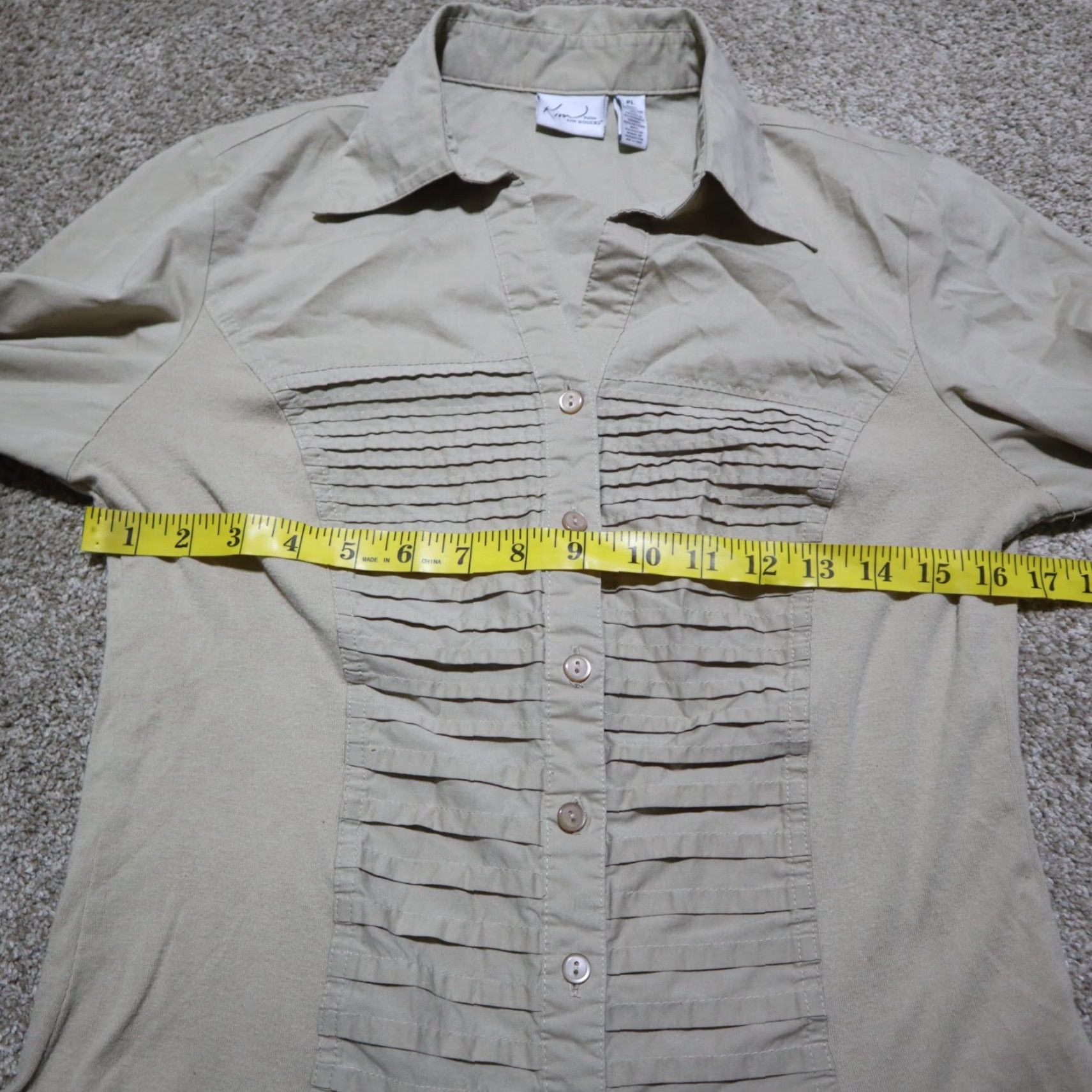Vintage Kim Rogers Shirt Blouse 3/4 Sleeve Button Up Brown Women's PL Petite Large Size L / US 10 / IT 46 - 4 Thumbnail