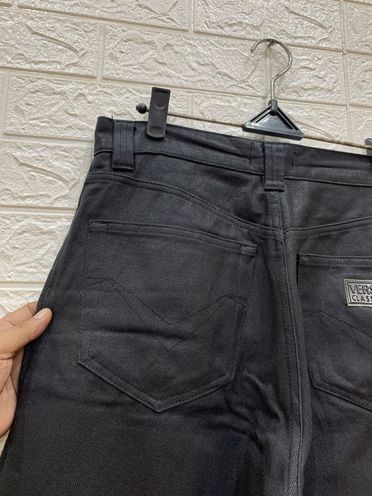 Versace Vintage Versace black wax denim pants Size US 31 - 4 Thumbnail