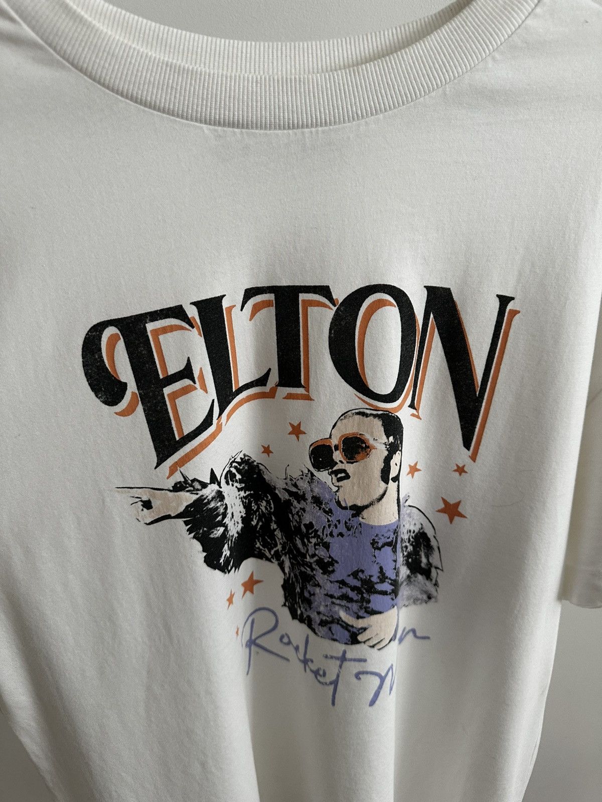 Vintage Vintage Elton John Rocket Man White T-shirt Size US M / EU 48-50 / 2 - 2 Thumbnail